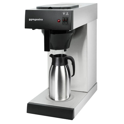 GGM Gastro Commercial Filter Coffee Machine - 2.0L - 1.4 kW - with manual fill & hot plate - incl. 1 thermal flask