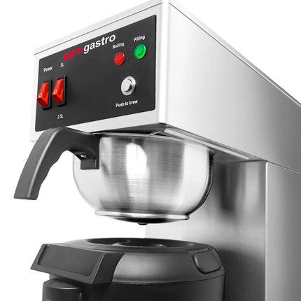 GGM Gastro Commercial Filter Coffee Machine - 2.5L - 2.0 kW - with direct water connection - incl. thermal flask
