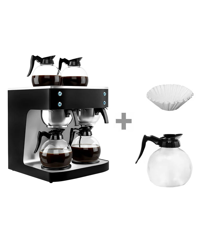 GGM Gastro Commercial Filter Coffee Machine - 2x 1.8L - 4.04 kW - with manual fill & 4 hot plates - incl. 2 glass jugs