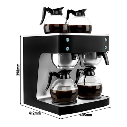 GGM Gastro Commercial Filter Coffee Machine - 2x 1.8L - 4.04 kW - with manual fill & 4 hot plates - incl. 2 glass jugs