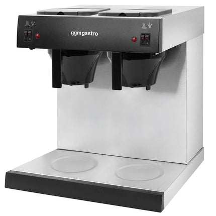GGM Gastro Commercial Filter Coffee Machine - 2x 2.0L - 2.8 kW - with manual fill & 2 hot plates - incl. 2 thermal flasks