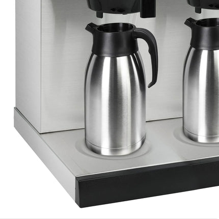 GGM Gastro Commercial Filter Coffee Machine - 2x 2.0L - 2.8 kW - with manual fill & 2 hot plates - incl. 2 thermal flasks