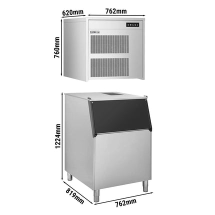 GGM Gastro Commercial Flake Ice Machine - Modular - 390kg/24h - incl. Ice Storage Bin