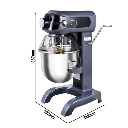 GGM Gastro Commercial Floor Standing Planetary Mixer – 20 Litres – 1.1 kW – with Display, Lighting & 3 Attachments – Light Ivory