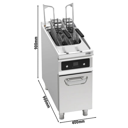 GGM Gastro Commercial Free Standing Electric Fryer - 22 litres - 22kW - Electronic control - with built-in oil filtration - with automatic basket lift