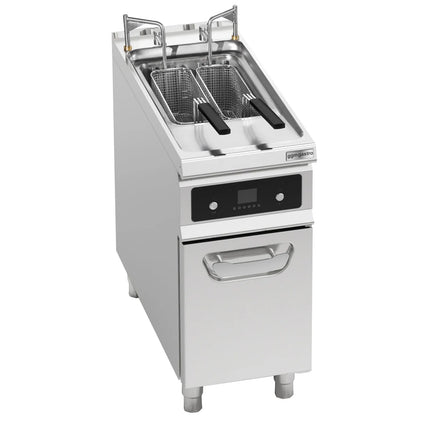 GGM Gastro Commercial Free Standing Electric Fryer - 22 litres - 22kW - Electronic control - with built-in oil filtration - with automatic basket lift