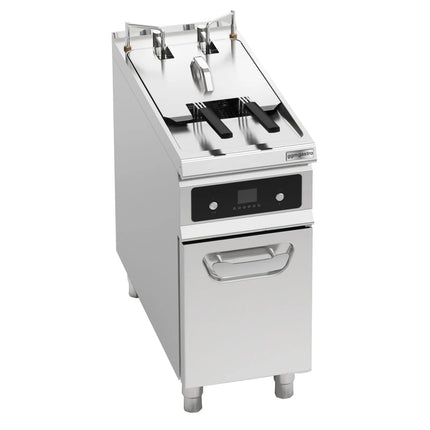 GGM Gastro Commercial Free Standing Electric Fryer - 22 litres - 22kW - Electronic control - with built-in oil filtration - with automatic basket lift