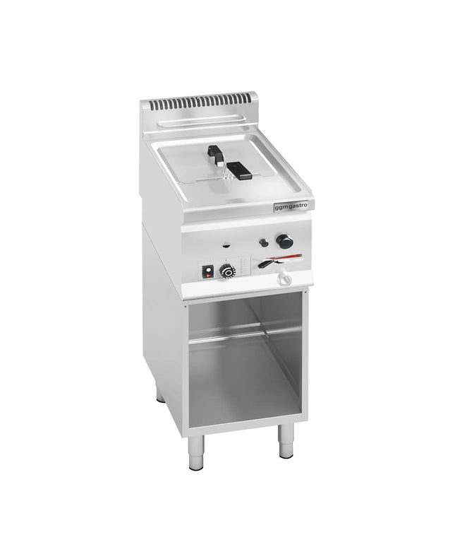 GGM Gastro Commercial Free Standing Gas Fryer - 8 litres - 6.6kW - with drain tap - incl. base frame