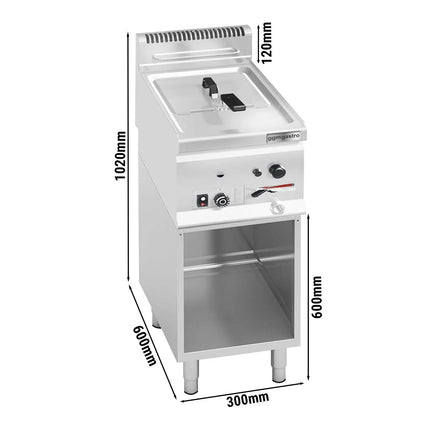 GGM Gastro Commercial Free Standing Gas Fryer - 8 litres - 6.6kW - with drain tap - incl. base frame