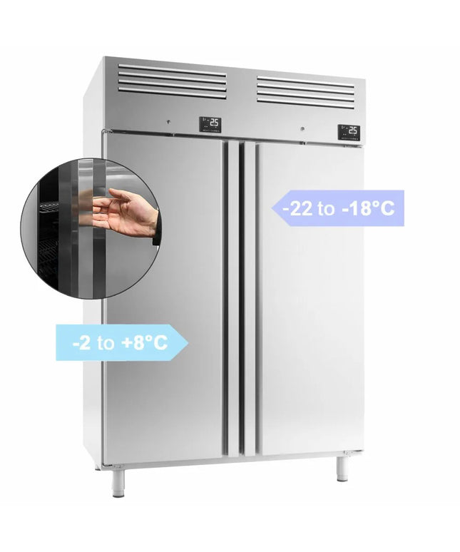 GGM Gastro Commercial Fridge Freezer Combination Stainless steel PREMIUM PLUS - GN 2/1 - 1220L - with 2 doors