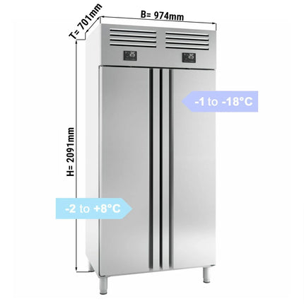 GGM Gastro Commercial Fridge Freezer Combination Stainless steel PREMIUM PLUS - GN 1/1 - 745L - with 2 doors