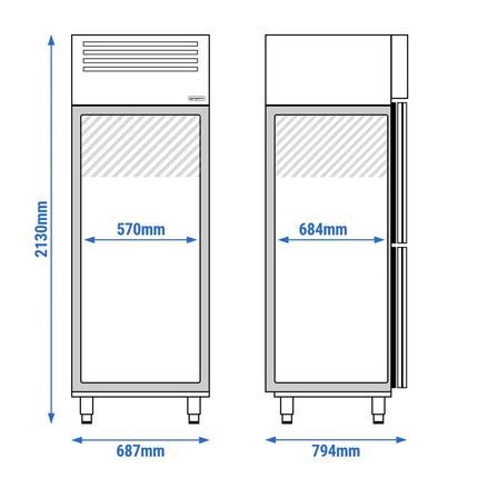 GGM Gastro Commercial Fridge Freezer Combination Stainless steel PREMIUM PLUS - GN 2/1 - 520L - with 2 half doors