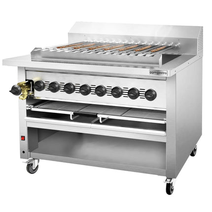 GGM Gastro Commercial Gas Adana & Shish Kebab Skewer Grill – 15 Auto-Rotating Skewers - 8 Burners - 36.2 kW