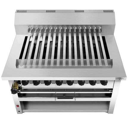 GGM Gastro Commercial Gas Adana & Shish Kebab Skewer Grill – 15 Auto-Rotating Skewers - 8 Burners - 36.2 kW