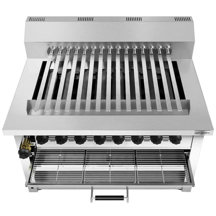GGM Gastro Commercial Gas Adana & Shish Kebab Skewer Grill – 15 Auto-Rotating Skewers - 8 Burners - 36.2 kW