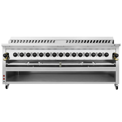 GGM Gastro Commercial Gas Adana & Shish Kebab Skewer Grill – 30 Auto‑Rotate Skewers - 15 Burners - 23 Included