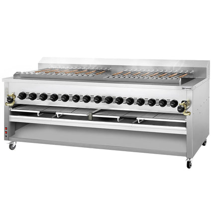 GGM Gastro Commercial Gas Adana & Shish Kebab Skewer Grill – 30 Auto‑Rotate Skewers - 15 Burners - 23 Included