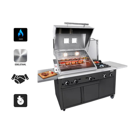 GGM Gastro Commercial Gas Chargrill - 22.5kW - Freestanding - 850mm Deep - Black