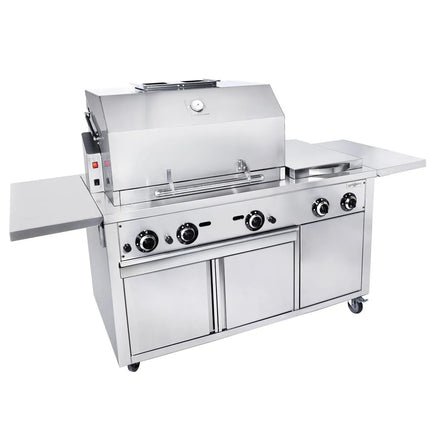 GGM Gastro Commercial Gas Chargrill - 22.5kW|2187mm - Freestanding - 850mm Deep - 2 Burners - incl. Wheels, Rotisserie Skewer