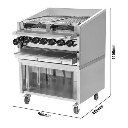 GGM Gastro Commercial Gas Chargrill - 25kW - 800mm - Freestanding - 900mm Deep - 6 Burners - 2 Grill Grids - Tilting Grill Grid