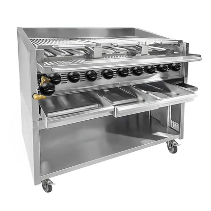 GGM Gastro Commercial Gas Chargrill - 25kW - Freestanding - 900mm Deep - 9 Burners - 4 Grill Grids - Tilting Grill Grid