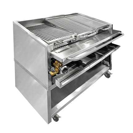 GGM Gastro Commercial Gas Chargrill - 25kW - Freestanding - 900mm Deep - 9 Burners - 4 Grill Grids - Tilting Grill Grid