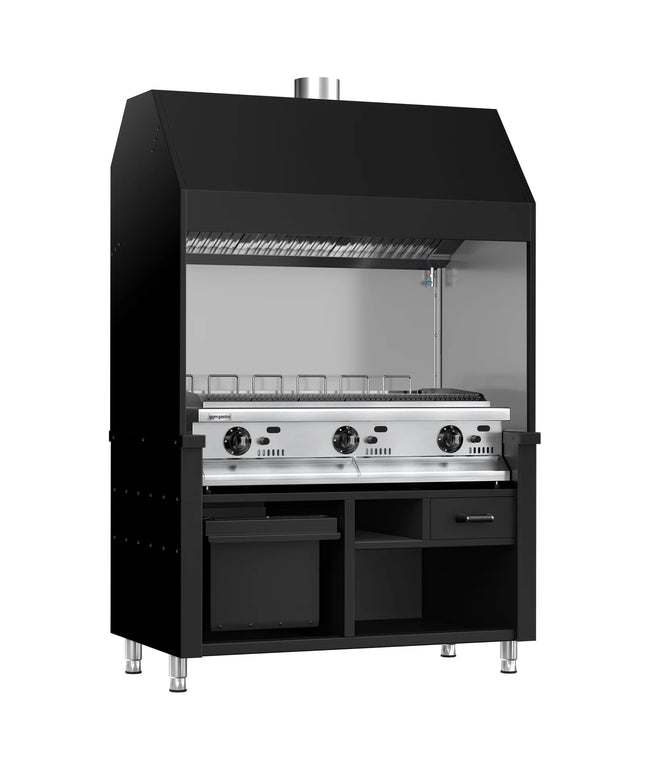 GGM Gastro Commercial Gas Chargrill BERLIN - 1360mm - 790mm Deep - Cast-Iron Cooking Grids - Black - 6 Grill Grids