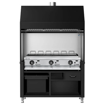 GGM Gastro Commercial Gas Chargrill BERLIN - 1360mm - 790mm Deep - Cast-Iron Cooking Grids - Black - 6 Grill Grids