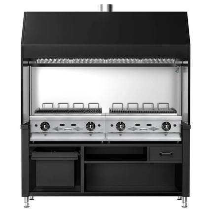 GGM Gastro Commercial Gas Chargrill BERLIN - 1760mm - 790mm Deep - 8 Grill Grids - 28kW - Black