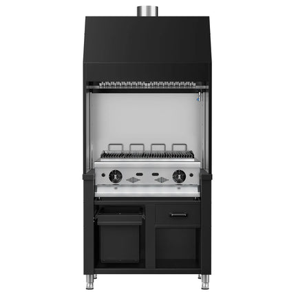 GGM Gastro Commercial Gas Chargrill BERLIN - 960mm - 790mm Deep - 4 Grill Grids - Cast-Iron Cooking Grids - Black