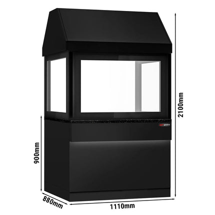 GGM Gastro Commercial Gas Chargrill TORONTO - 10.4kW - 1100mm - 900mm Deep - 4 Grill Grids - Cast-Iron Cooking Grids - Black-front Fascia - Black Granite Worktop - Tempered Glass Heat Guard