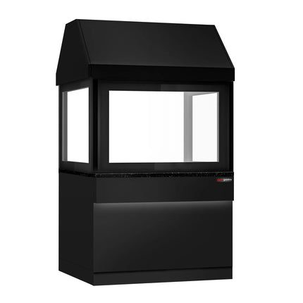 GGM Gastro Commercial Gas Chargrill TORONTO - 10.4kW - 1100mm - 900mm Deep - 4 Grill Grids - Cast-Iron Cooking Grids - Black-front Fascia - Black Granite Worktop - Tempered Glass Heat Guard