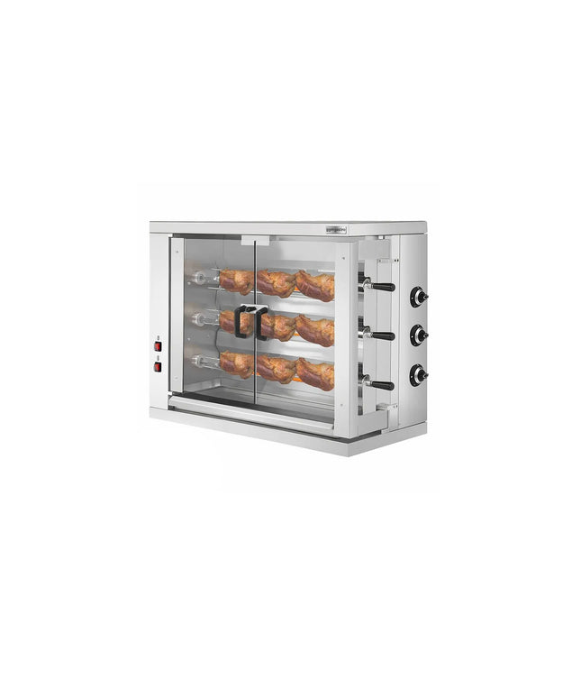 GGM Gastro Commercial Gas Chicken Rotisserie Oven - 19.4kW - with 3 Skewers for up to 18 chickens
