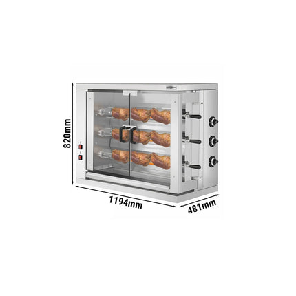 GGM Gastro Commercial Gas Chicken Rotisserie Oven - 19.4kW - with 3 Skewers for up to 18 chickens