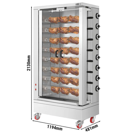 GGM Gastro Commercial Gas Chicken Rotisserie Oven - 51.73kW - with 8 Skewers for up to 48 chickens