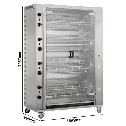 GGM Gastro Commercial Gas Chicken Rotisserie Oven - 74.4kW - with 16 Skewers for up to 96 chickens