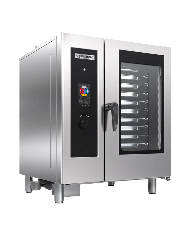 GGM Gastro Commercial Gas Combi Oven – Touch Control – 10 × GN 1/1 – with Automatic Cleaning System, Core Temperature Probe, Boiler, Rack