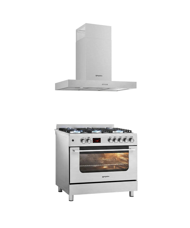 GGM Gastro Commercial Gas Cooker – 5 Burners (13.45 kW) – 900 mm – with Electric Oven (3.23 kW)