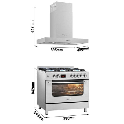 GGM Gastro Commercial Gas Cooker – 5 Burners (13.45 kW) – 900 mm – with Electric Oven (3.23 kW)