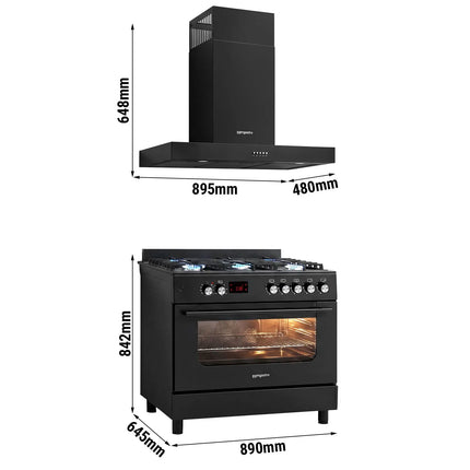 GGM Gastro Commercial Gas Cooker – 5 Burners (13.45 kW) – 900 mm – with Electric Oven (3.23 kW)