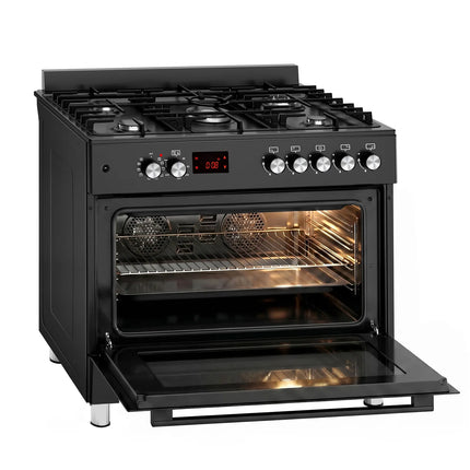 GGM Gastro Commercial Gas Cooker – 5 Burners (13.45 kW) – 900 mm – with Electric Oven (3.23 kW)