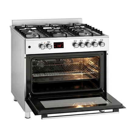 GGM Gastro Commercial Gas Cooker – 5 Burners (13.45 kW) – 900 mm – with Electric Oven (3.23 kW)