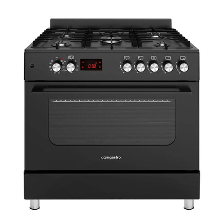 GGM Gastro Commercial Gas Cooker – 5 Burners (13.45 kW) – 900 mm – with Electric Oven (3.23 kW)