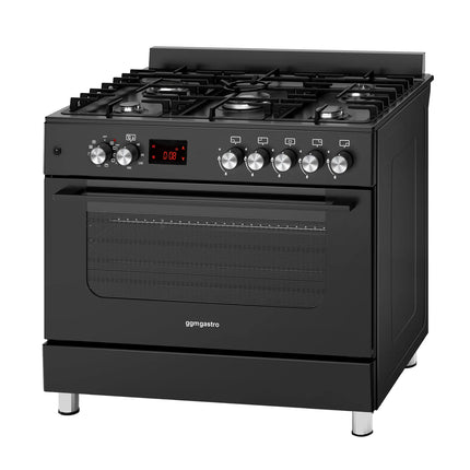 GGM Gastro Commercial Gas Cooker – 5 Burners (13.45 kW) – 900 mm – with Electric Oven (3.23 kW)