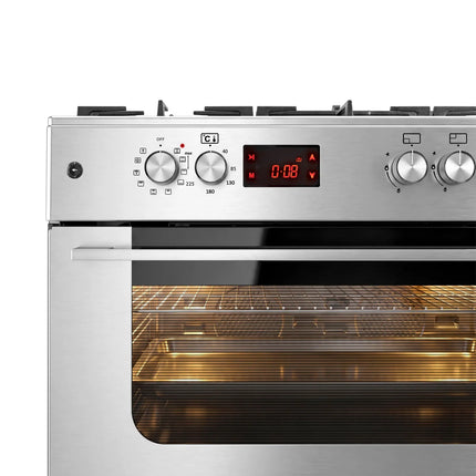 GGM Gastro Commercial Gas Cooker – Gas Hob with 5 Burners (13.45 kW) – 900 mm – Electric Oven (3.23 kW)