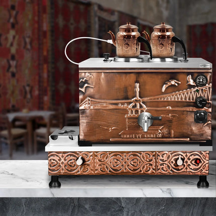 GGM Gastro Commercial Gas & Electric Copper Tea Urn - 770mm - 22 Litres - Istanbul Design