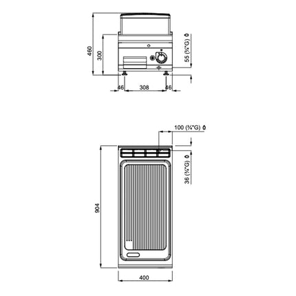GGM Gastro Commercial Gas Griddle - 10.0kW - Ribbed Plate