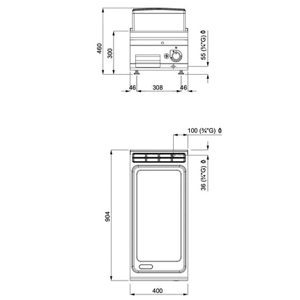 GGM Gastro Commercial Gas Griddle - 10.0kW - Smooth Plate - Cooking area: 400x900mm - on Stand
