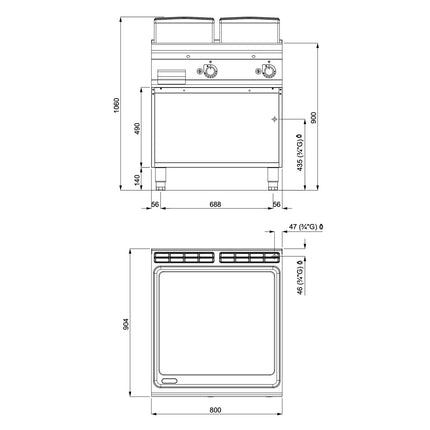 GGM Gastro Commercial Gas Griddle - 14.0kW - Smooth Plate - on Stand