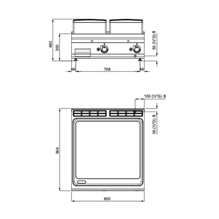 GGM Gastro Commercial Gas Griddle - 20.0kW - Smooth Plate